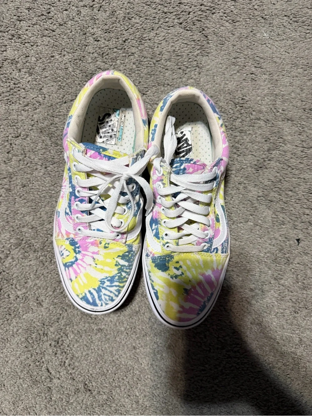 Vans Tie-Dye Canvas Low Tops - Pink Yellow Blue